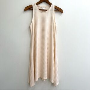 Club Monaco sleeveless ribbed midi dress textured knit shark bite hem size small